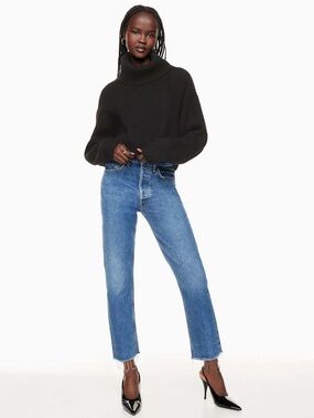 Agolde Medium Blue High-Rise Straight Leg Jeans